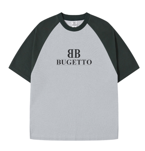 Gray Streetwear 365G Heavyweight Color Block Loose-Fit Waffle Stitch Fabric T-Shirt 2