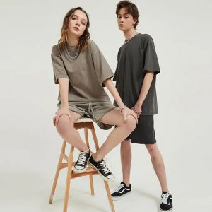 Streetwear Unisex Drop Shoulder Stone Wash T-Shirt