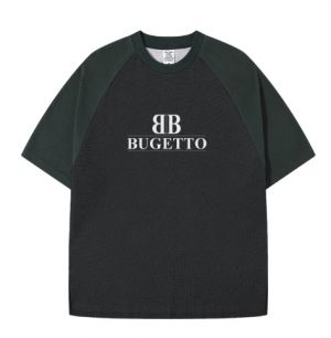 Black Streetwear 365G Heavyweight Color Block Loose-Fit Waffle Stitch Fabric T-Shirt