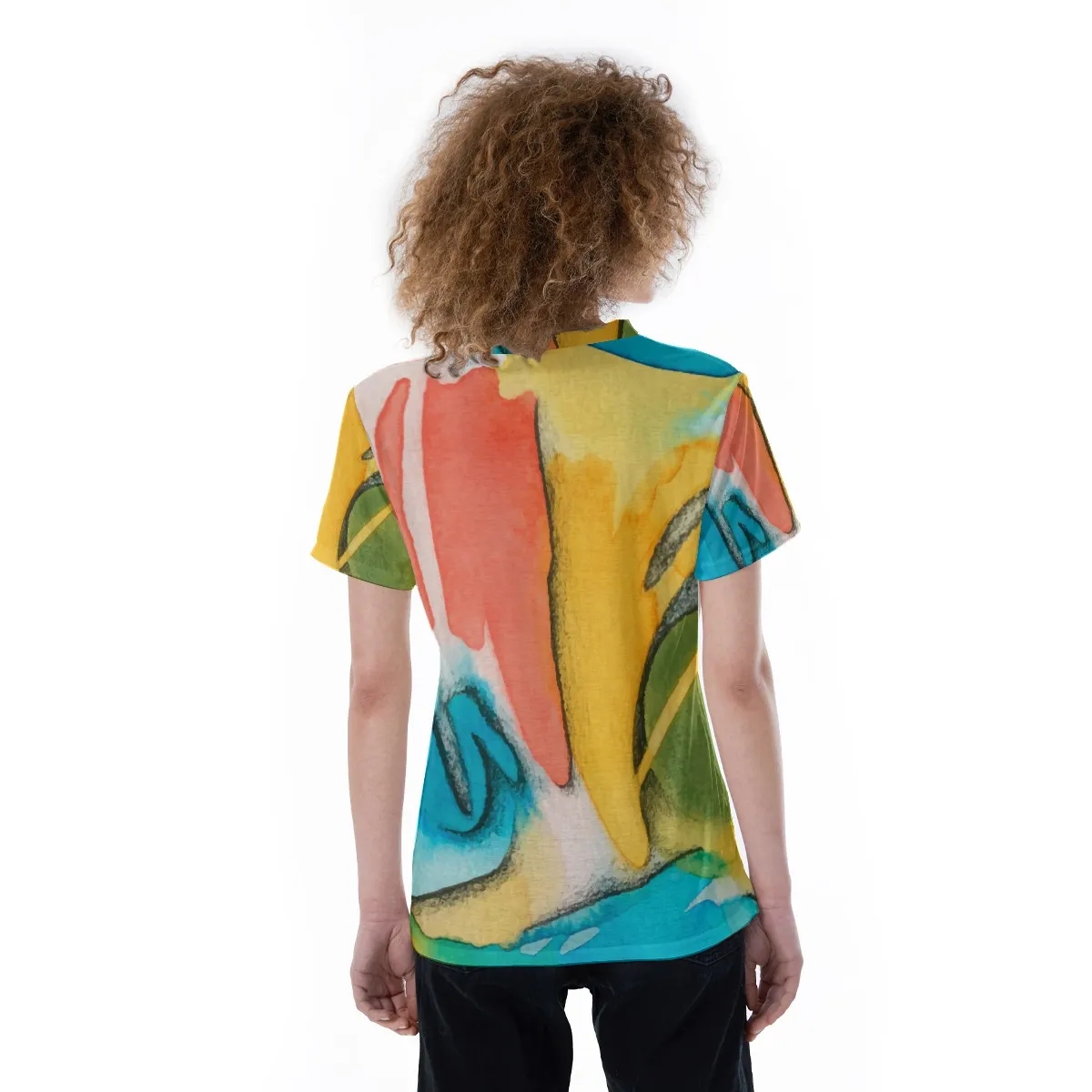 Abstract Print V-Neck Women’s T-Shirt 3
