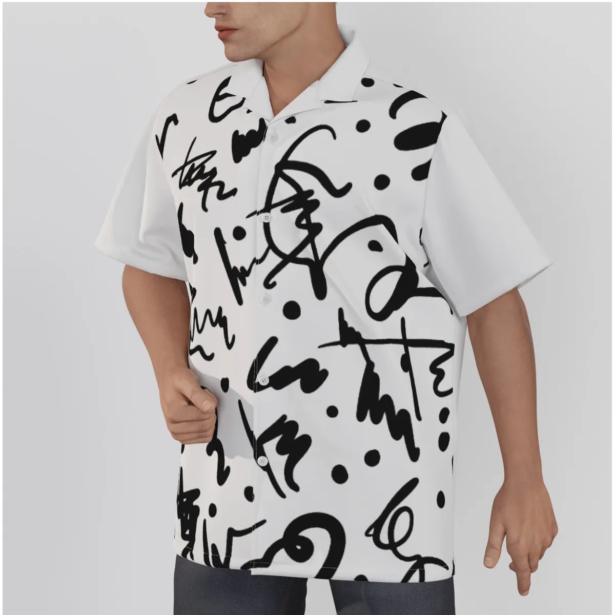 Men’s Scribble Shirt With Button Closure 2