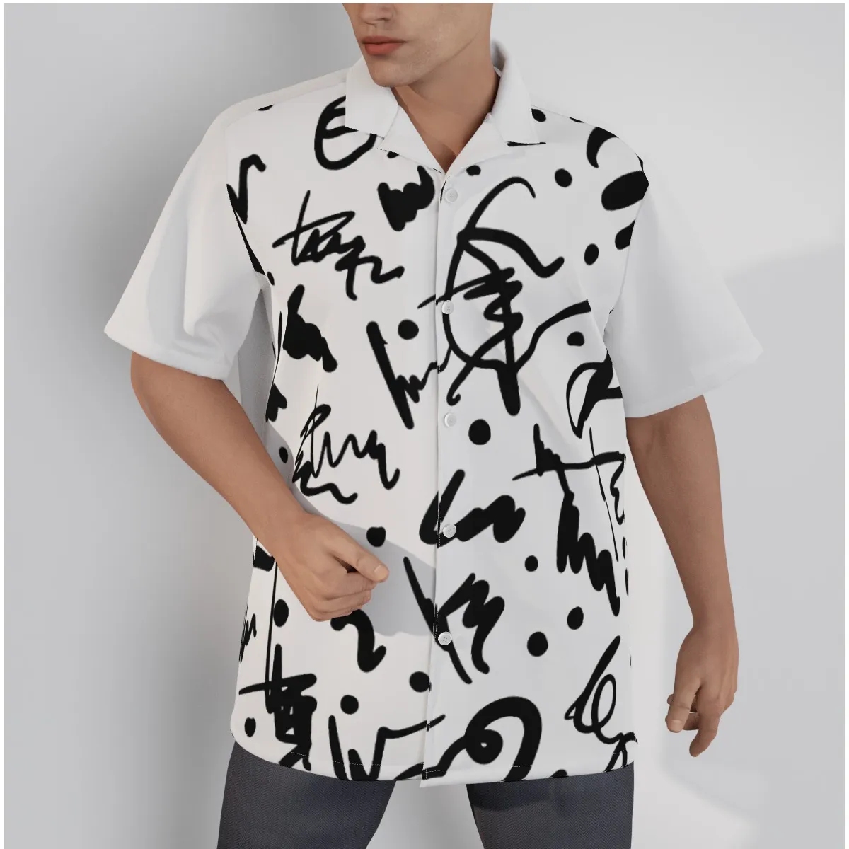 Men’s Scribble Shirt With Button Closure