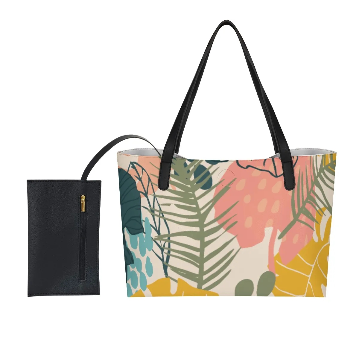 Shopping Tote Bag with mini Purse – Leaves