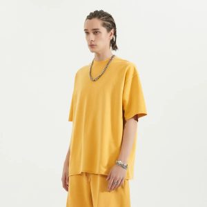 Vintage Yellow Raw Hem Streetwear T-Shirt