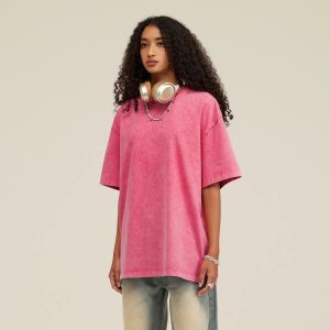 Watermelon Pink Snow Wash Streetwear T-Shirt