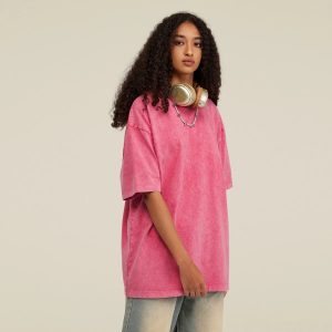 Watermelon Pink Snow Wash Streetwear T-Shirt