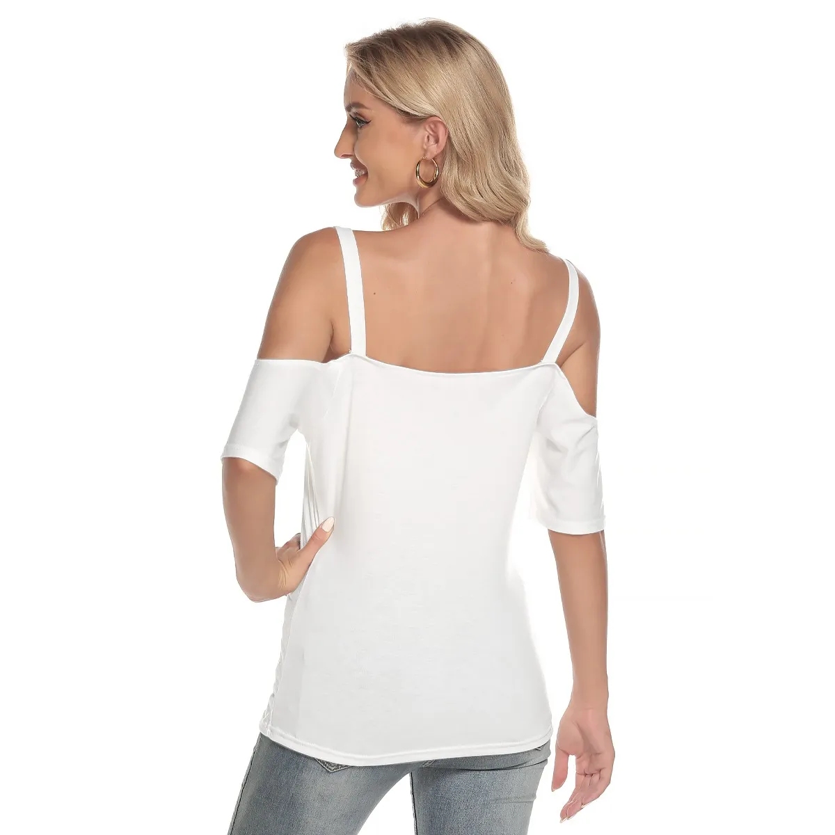 Women’s Cold Shoulder T- shirt With Criss Cross Strips 4