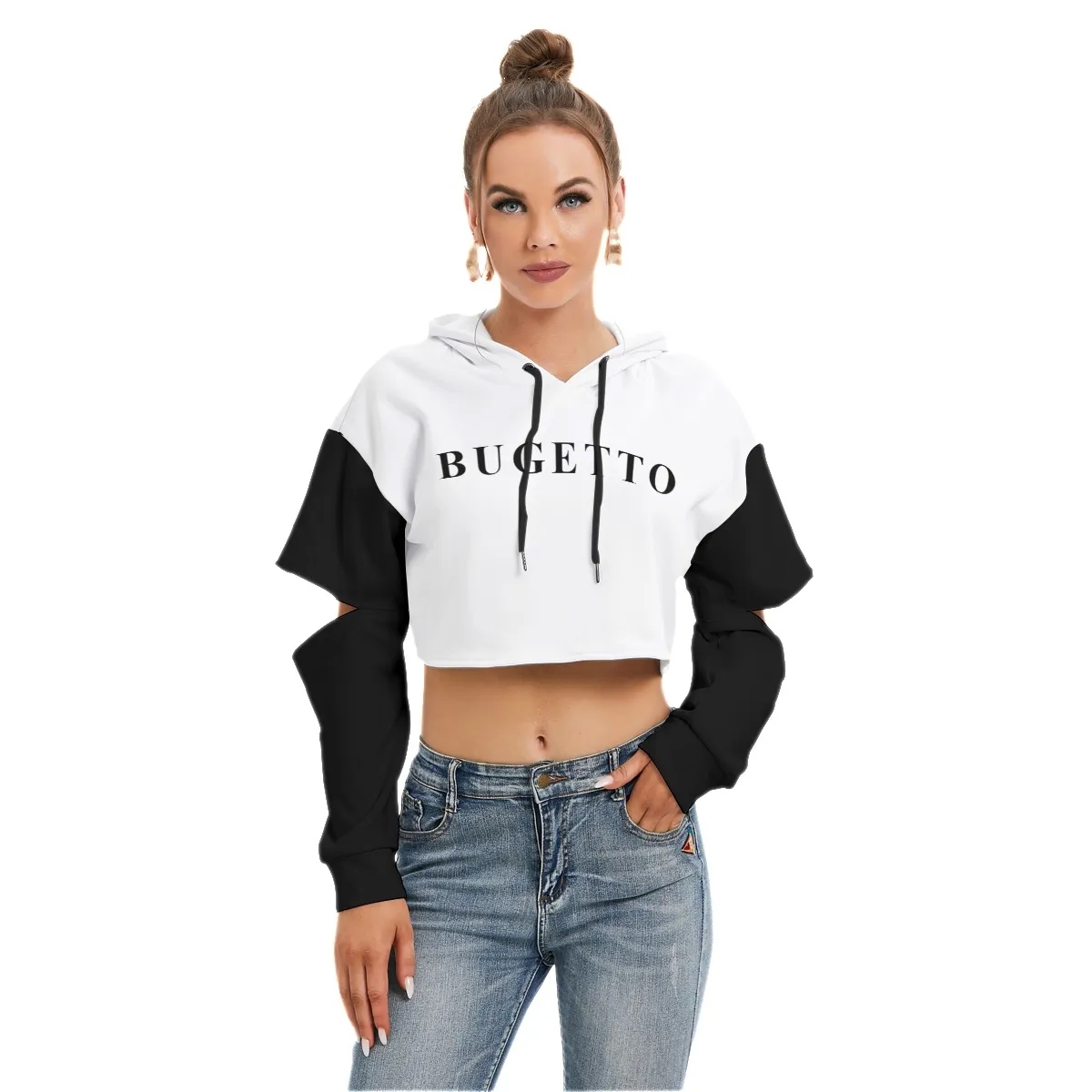 Women’s Heavy Fleece Hoodie With Hollow Out Sleeve