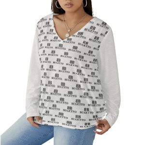 Women’s V-Neck Top With Curved Hem (Plus Size)