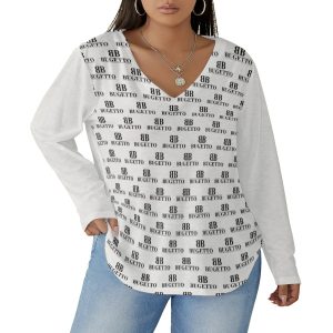 Women’s V-Neck Top With Curved Hem (Plus Size)