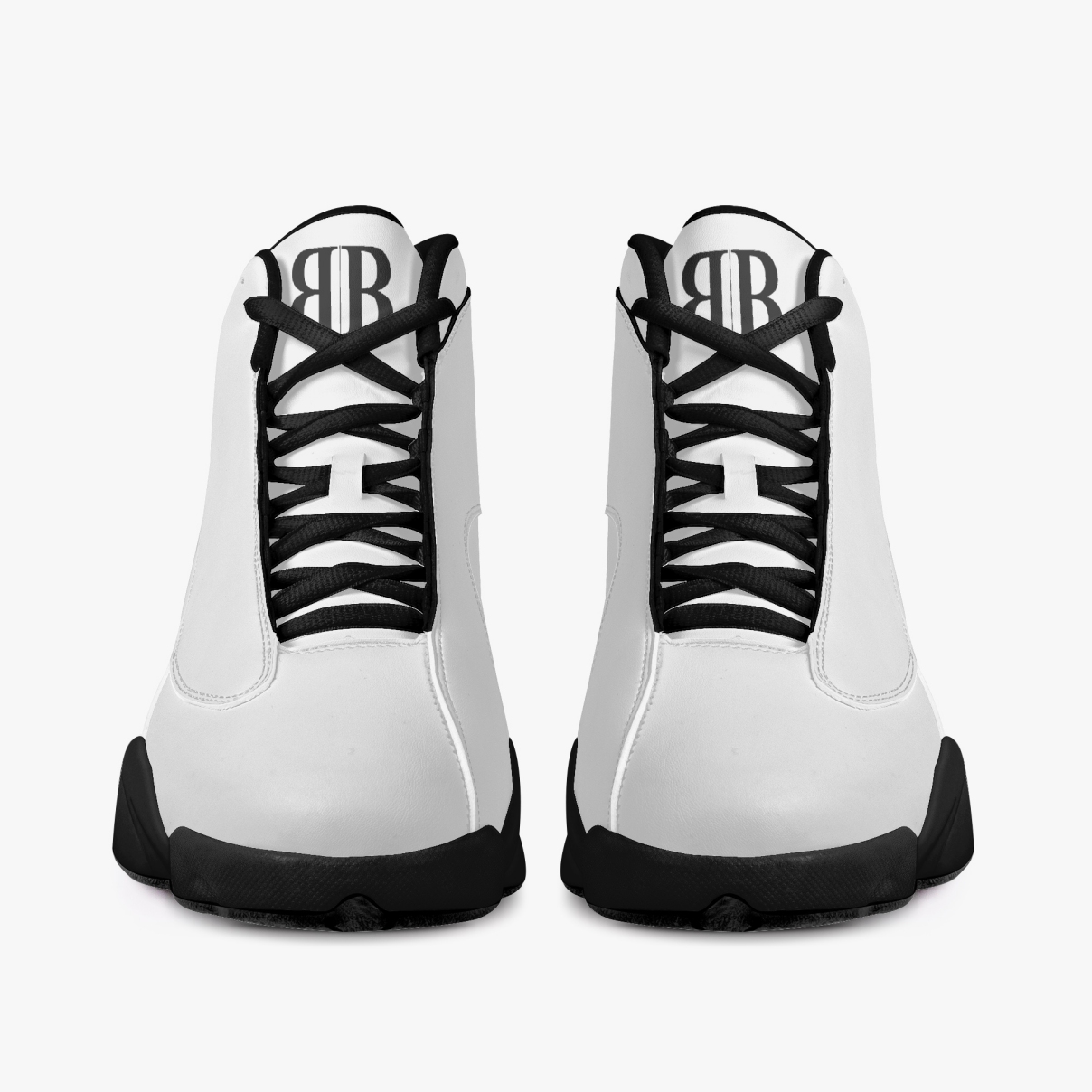Blk Sole High Top Leather Bsktball Sneakers 2