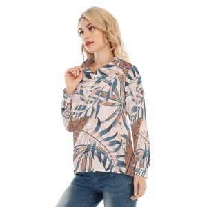 Women’s Loose Elastic Leaves Designed Shirt