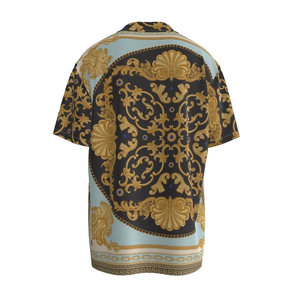 Imitation Silk Short-Sleeved Golden Shirt 2