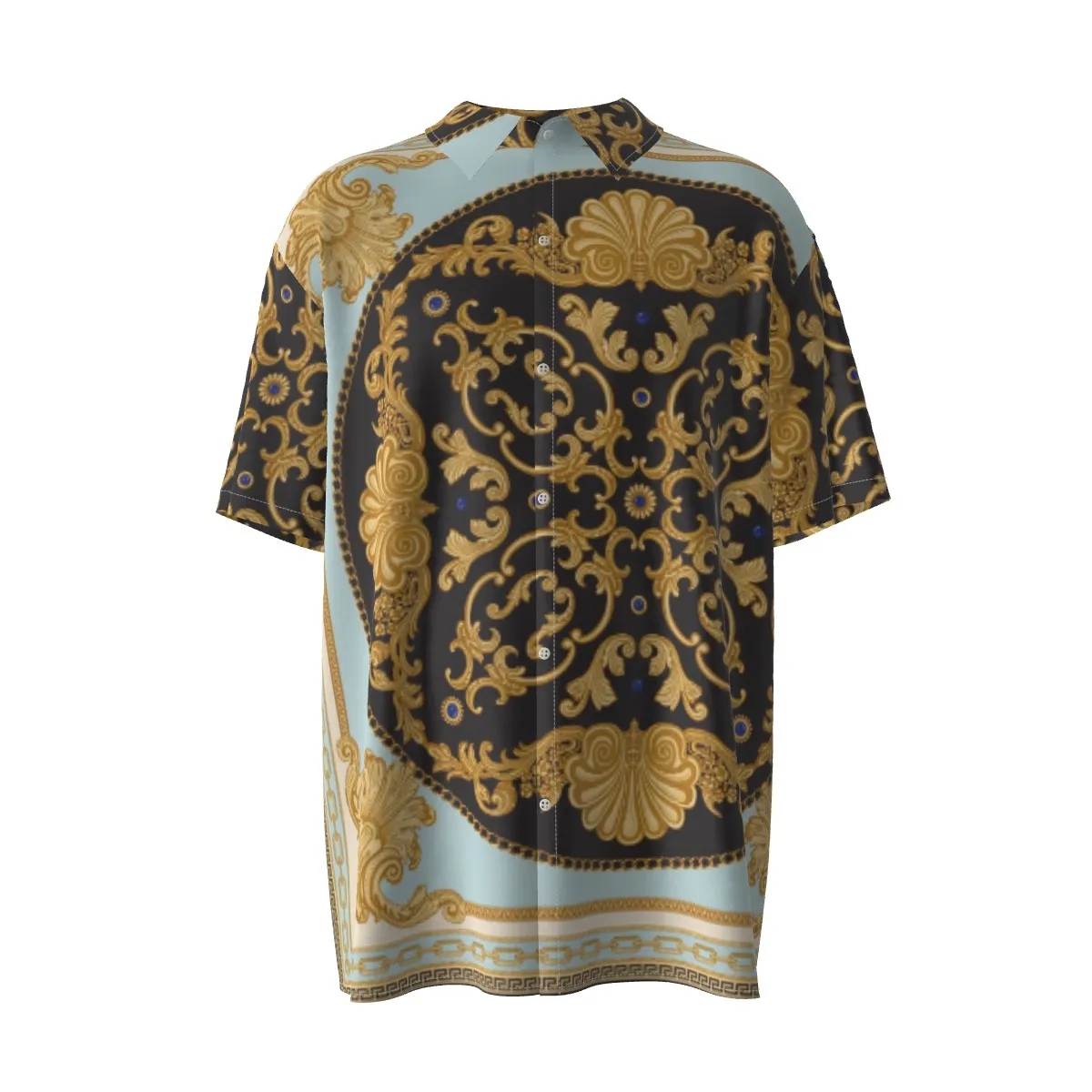 Imitation Silk Short-Sleeved Golden Shirt