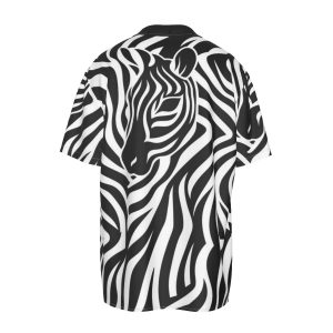 Men’s Imitation Silk Zebra Print Short Sleeve Shirt