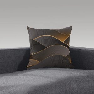 Short Plush Pillow With Waves Design