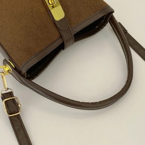 PU Leather Bucket Crossbody Bag Caramel 2