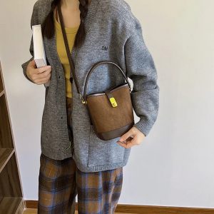 PU Leather Bucket Crossbody Bag Caramel 5