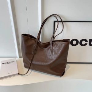 Women's PU Leather Tote Bag Chocolate 2
