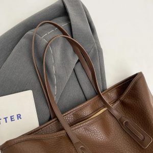 Women's PU Leather Tote Bag Chocolate