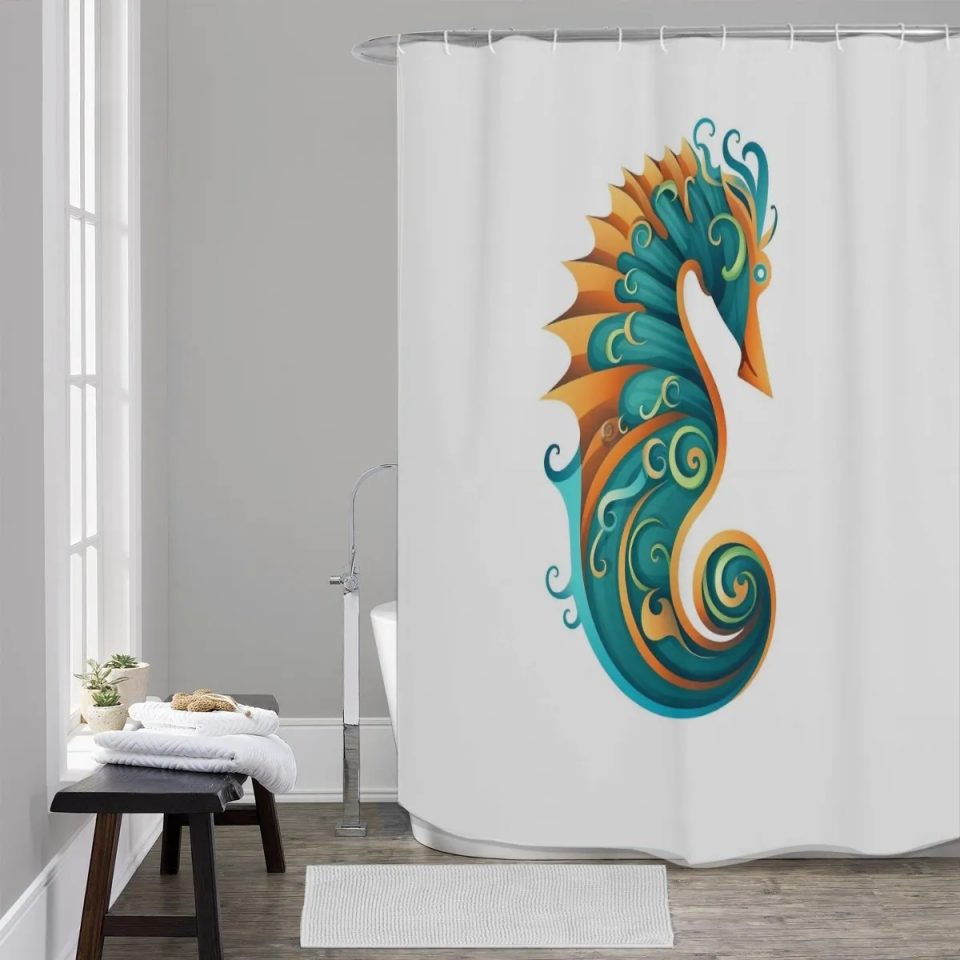 seahorse shower curtain
